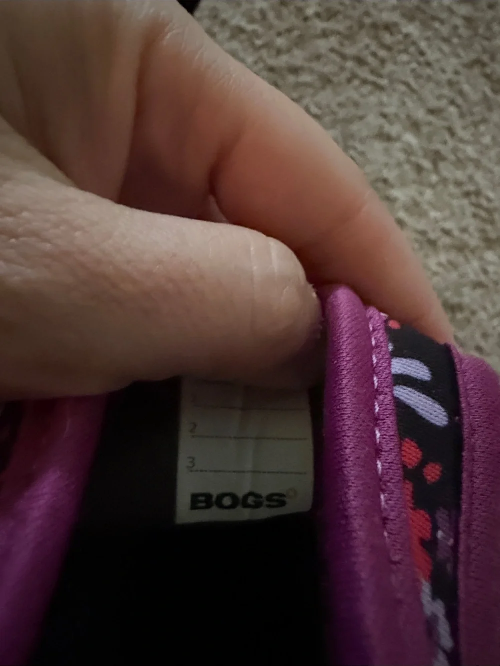 Bogs Kids Black Rain Boots with Purple Floral Shaft